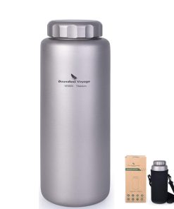 iBasingo 1050 ML Titane Bouteille d'eau Extérieure Étanche Large Bouche Sport Bouteille Potable Camping Thé Café Cafetière Bouilloire pour Randonnée Escalade Ti1591I