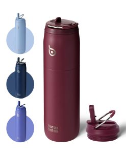BOTTLE BOTTLE Bouteille d'eau en acier inoxydable avec paille et couvercle, tasse isotherme de 950 ml, reste froide pendant 24 heures et chaude pendant 12 heures, bouteilles d'eau de sport anti-fuite,