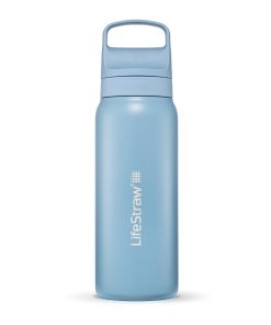 LifeStraw Go Series — Gourde filtrante en inox 700ml pour les voyages et l’utilisation quotidienne. Élimine les bactéries, les parasites et microplastiques, améliore le goût, Icelandic Blue (bleu)