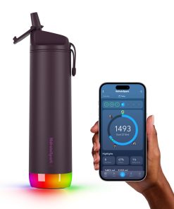 Hidrate Spark PRO Bouteille d'eau intelligente – Suit l'apport d'eau et brille pour vous rappeler de rester hydraté, paille, 621 ml, prune